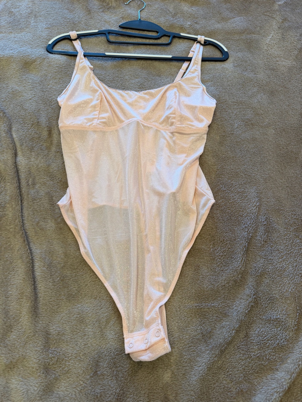 Adore Me Shimmery Light Pink Sheer Bodysuit